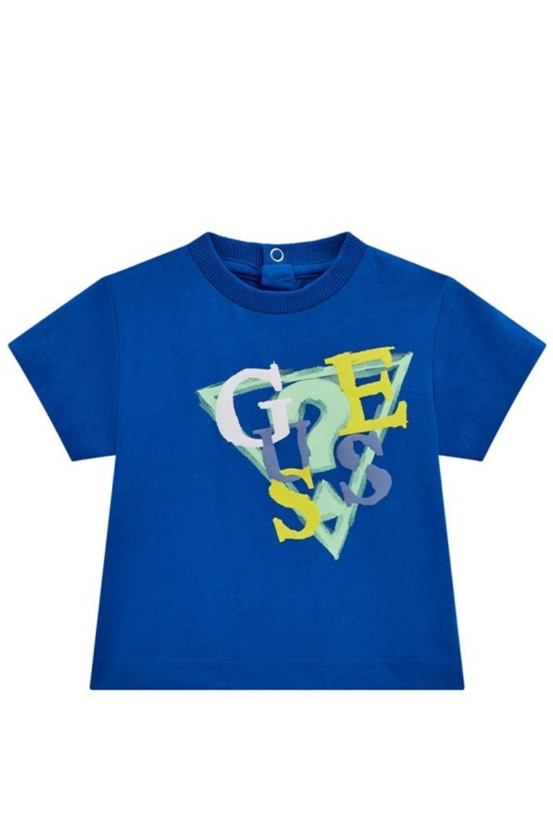 T-shirt girocollo da neonato con stampa maxi logo triangolo fantasia I5GI01K8HM4