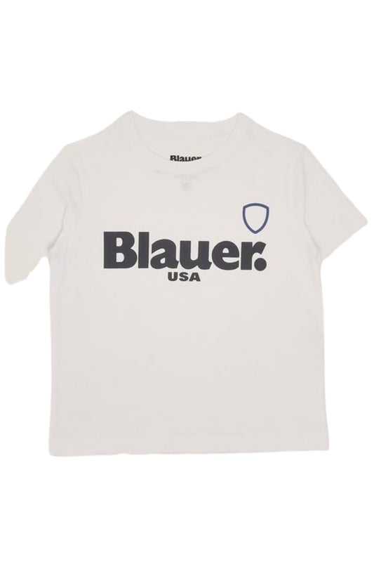 T-shirt da bambino e ragazzo con maxi logo lettering frontale 25SBLKH02507