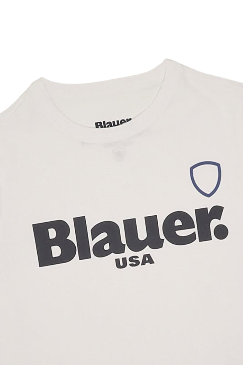 T-shirt da bambino e ragazzo con maxi logo lettering frontale 25SBLKH02507