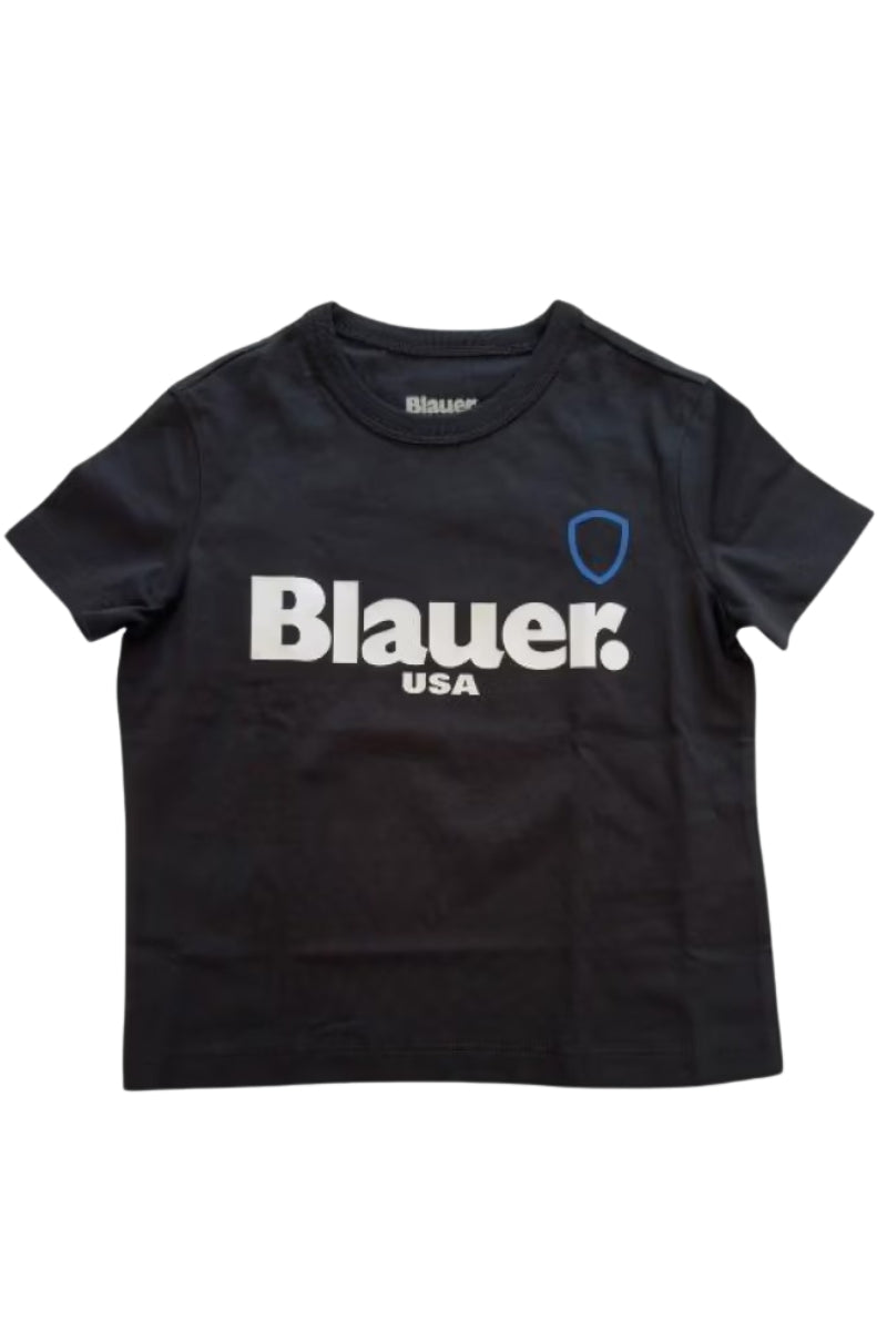 T-shirt da bambino e ragazzo con maxi logo lettering frontale 25SBLKH02507