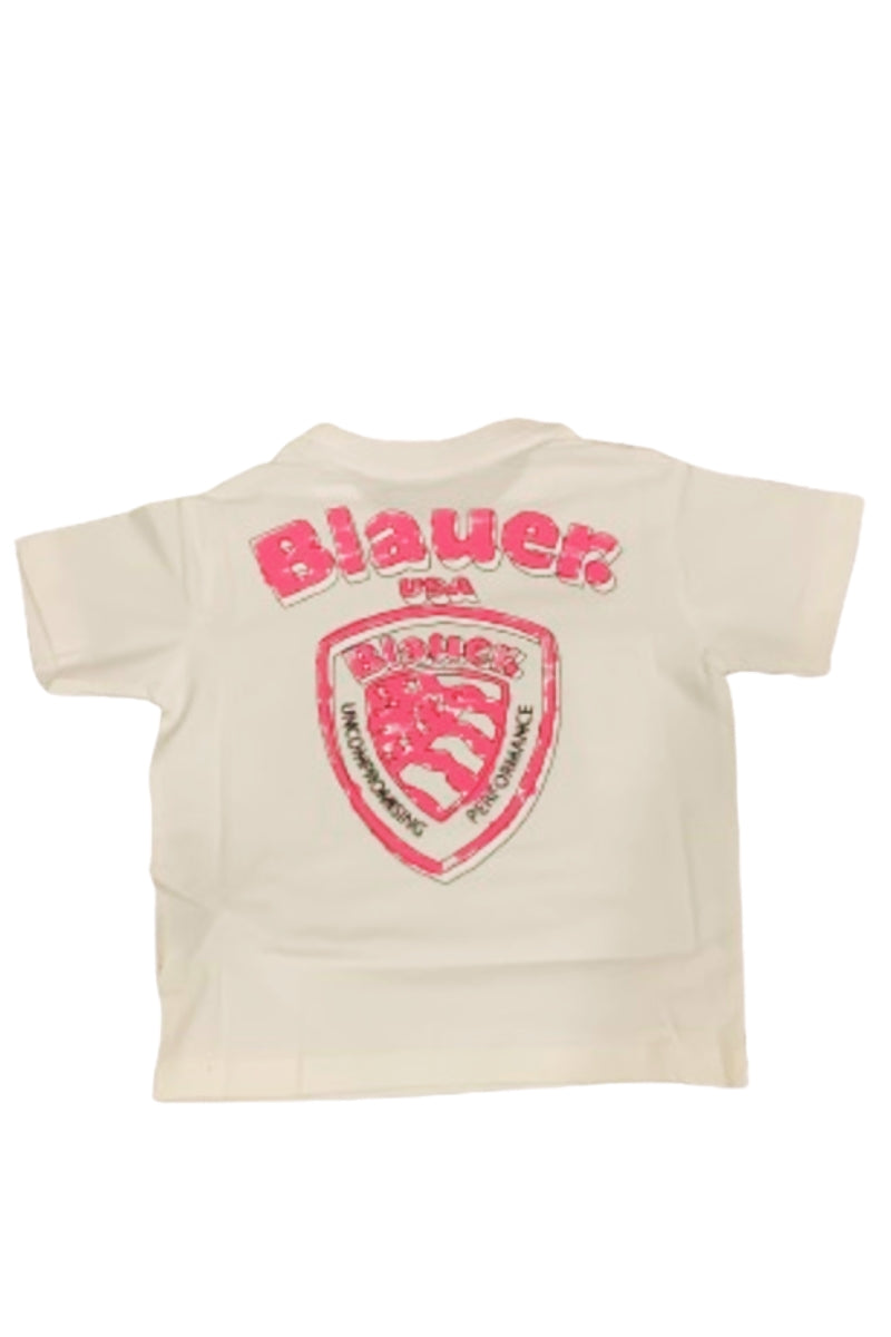 T-shirt da ragazzo e ragazza con maxi stampa logata sul retro 25SBLKH02555