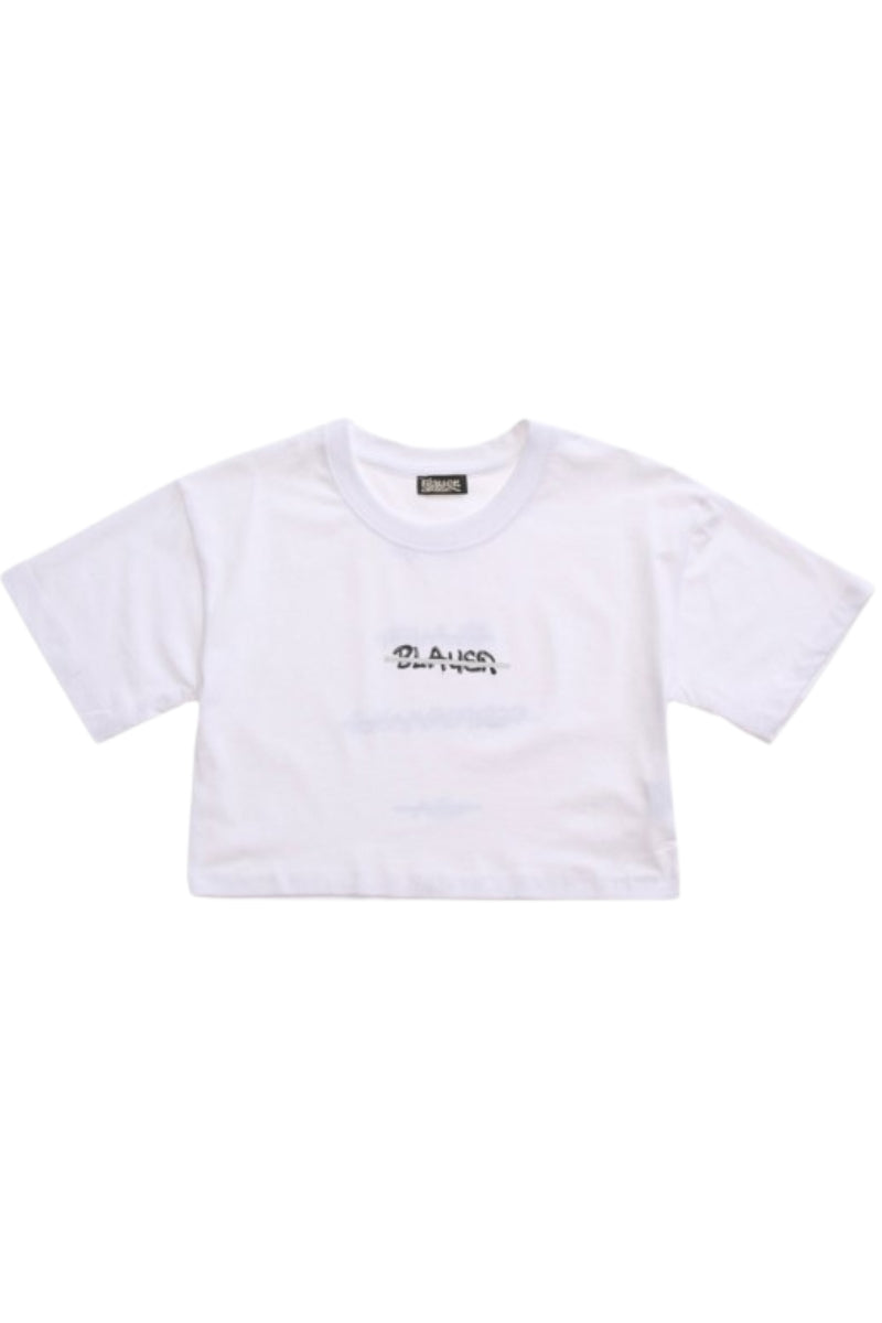 T-shirt da ragazza modello cropped con logo frontale 25SBLGH02550