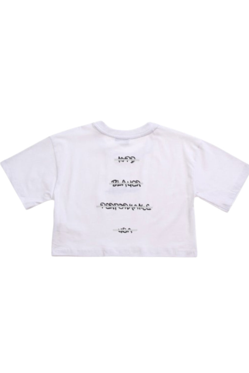 T-shirt da ragazza modello cropped con logo frontale 25SBLGH02550