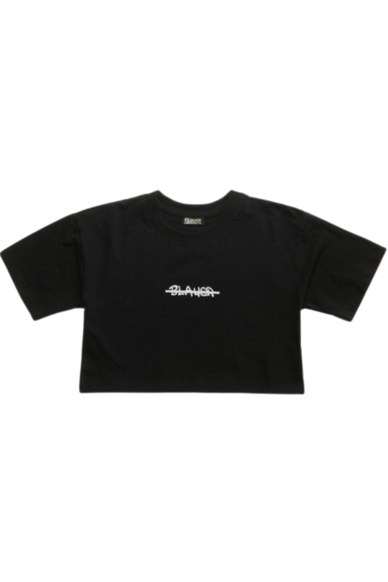 T-shirt da ragazza modello cropped con logo frontale 25SBLGH02550