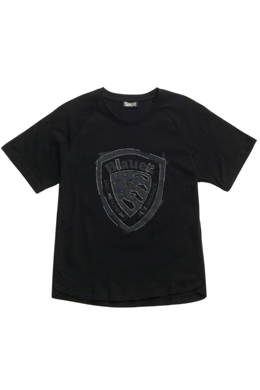 T-shirt da bambina e ragazza con maxi scudo logato frontale 25SBLGH02495