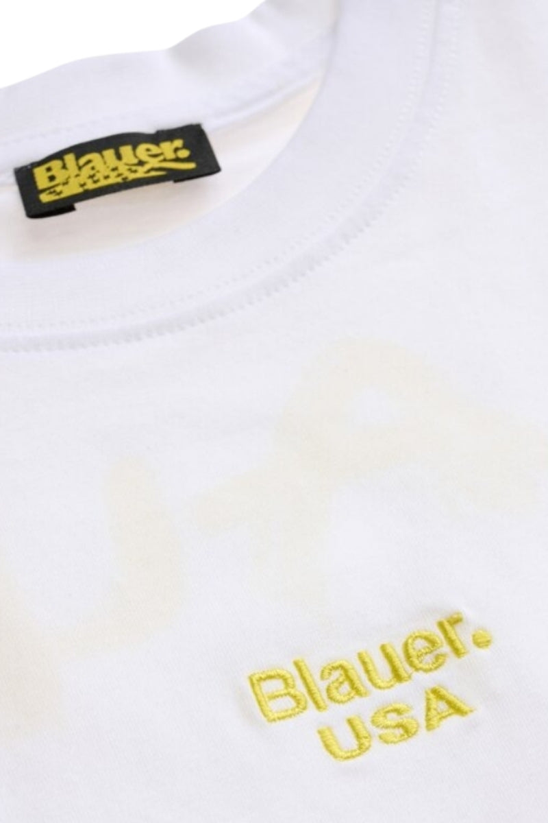 T-shirt da ragazzo con mini logo sul davanti e maxi logo sul retro a contrasto 25SBLKH02565