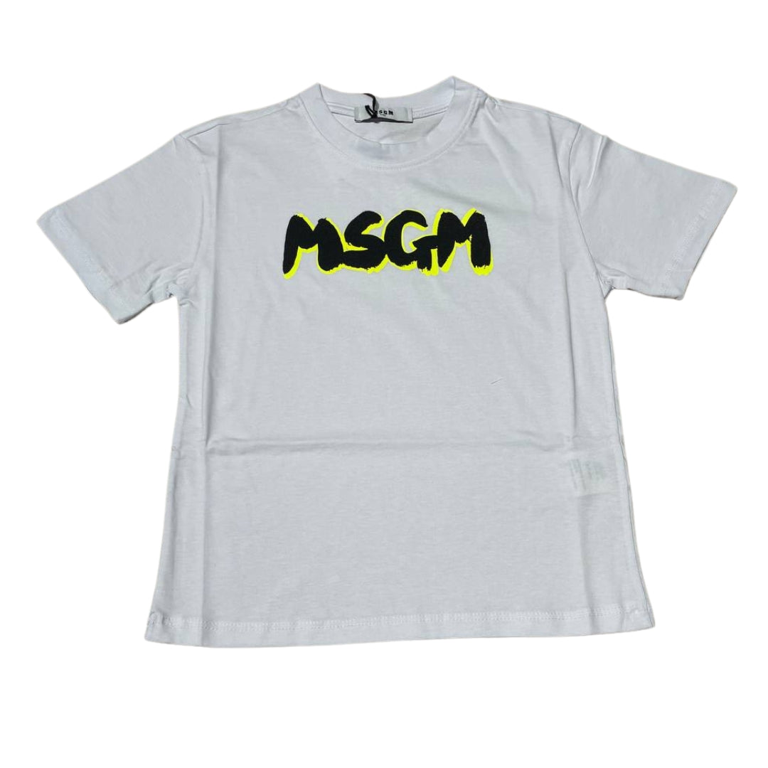 T-shirt girocollo a maniche corte taglio slim con logo bicolor sul davanti S4MSJBTH224