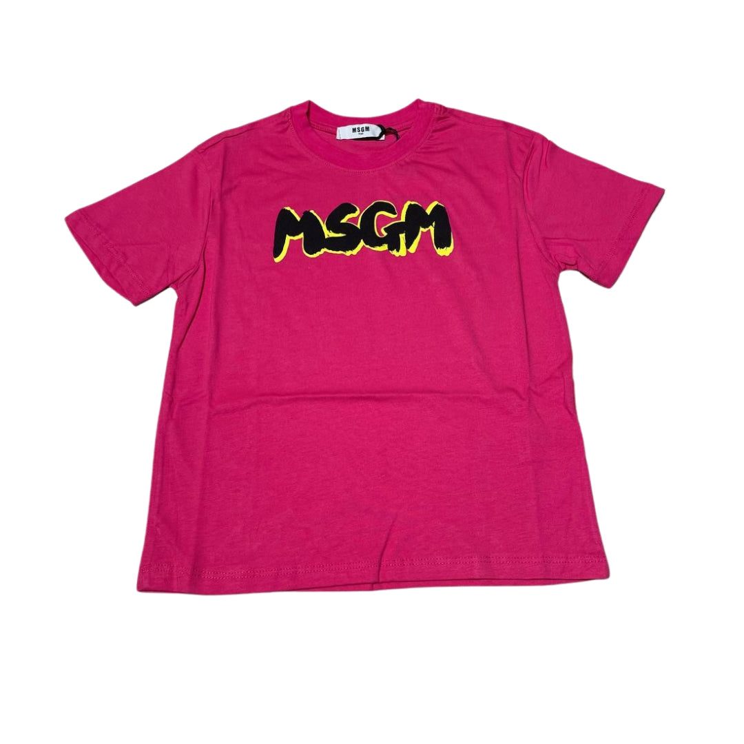 T-shirt girocollo a maniche corte taglio slim con logo bicolor sul davanti S4MSJBTH224