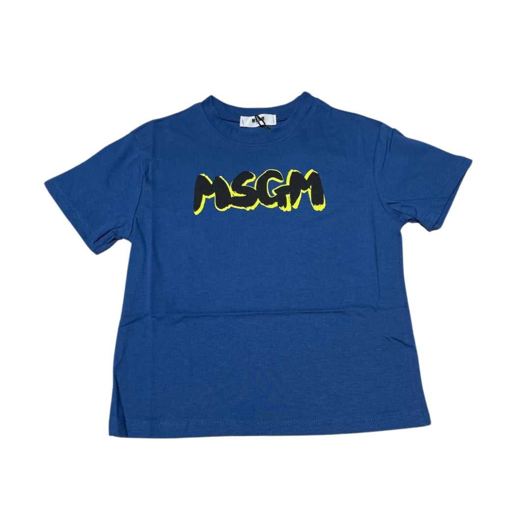 T-shirt girocollo a maniche corte taglio slim con logo bicolor sul davanti S4MSJBTH224