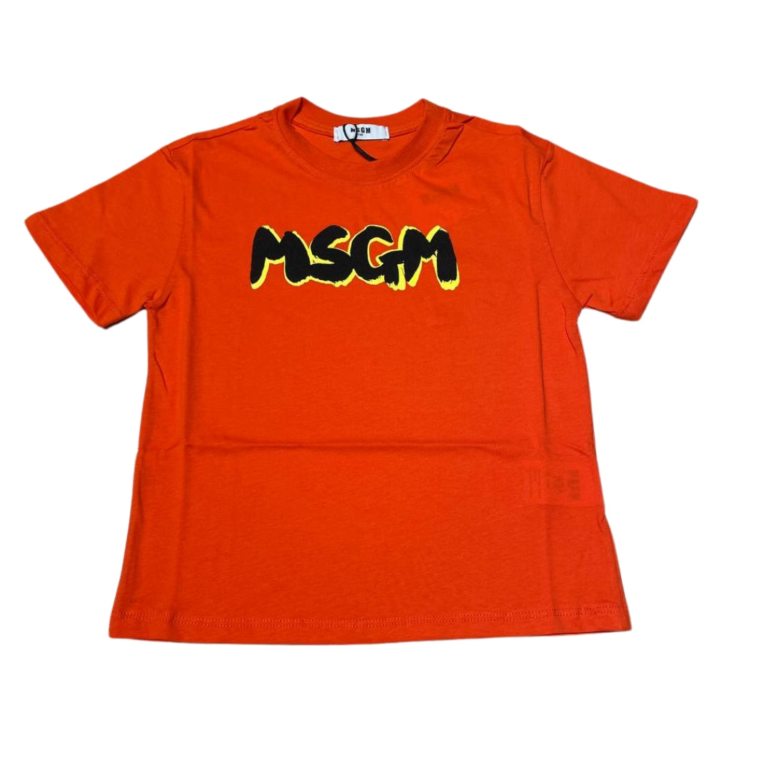T-shirt girocollo a maniche corte taglio slim con logo bicolor sul davanti S4MSJBTH224