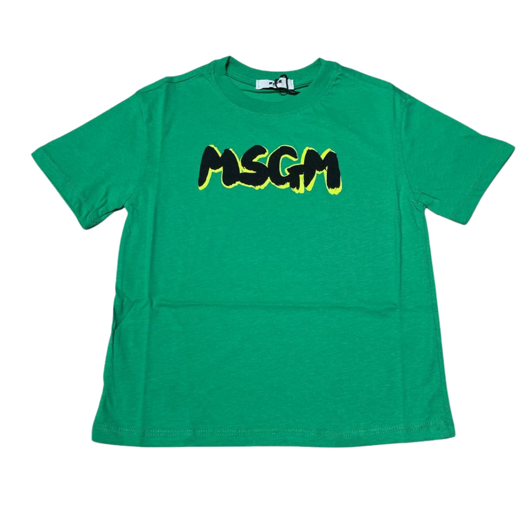 T-shirt girocollo a maniche corte taglio slim con logo bicolor sul davanti S4MSJBTH224