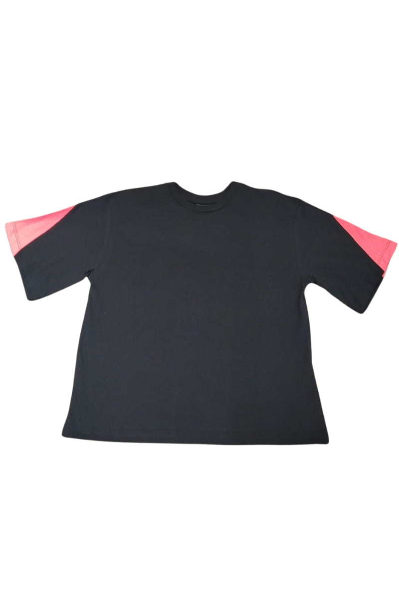 T-shirt girocollo da ragazzo con maxi banda loggata a contrasto sul retro 26EDK58825