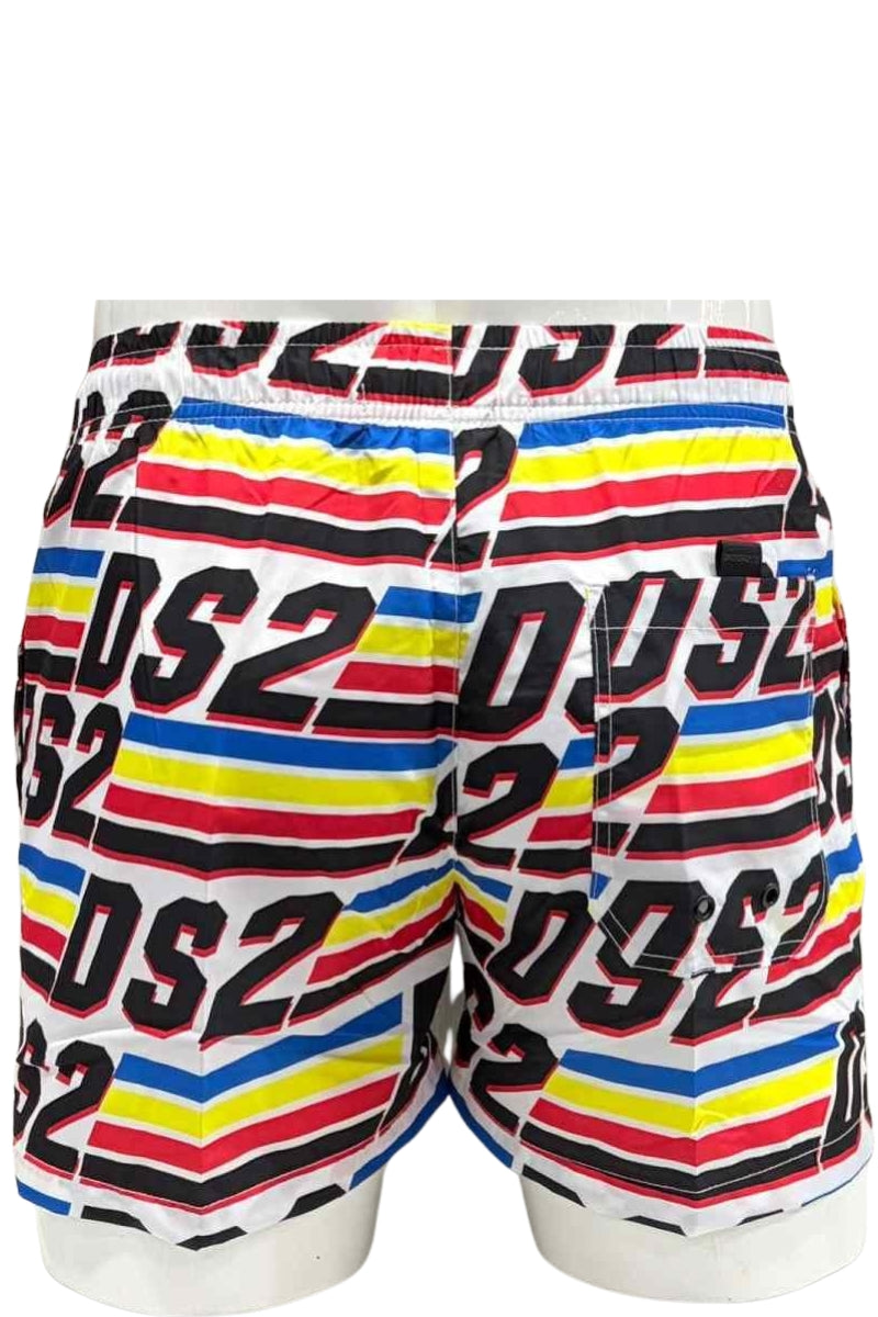 Costume da bagno da uomo modello boxer con multi logo lettering con color block all over SS26B09