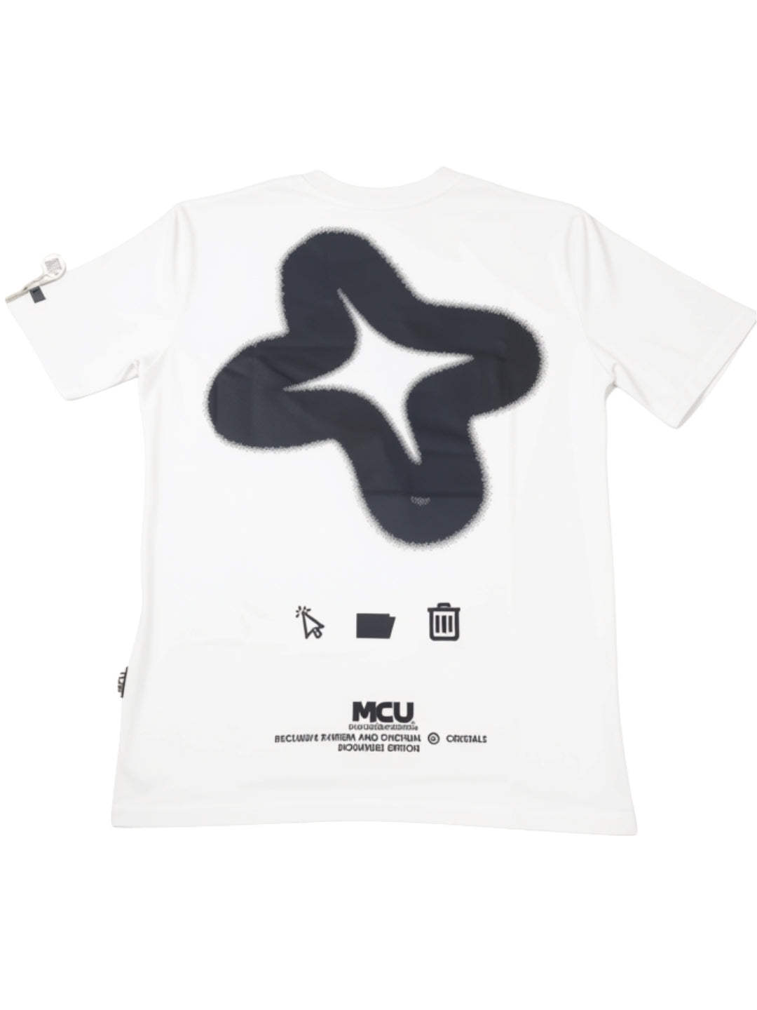 T-shirt da uomo e donna con stampa loggata effetto bomboletta spray MCU705T
