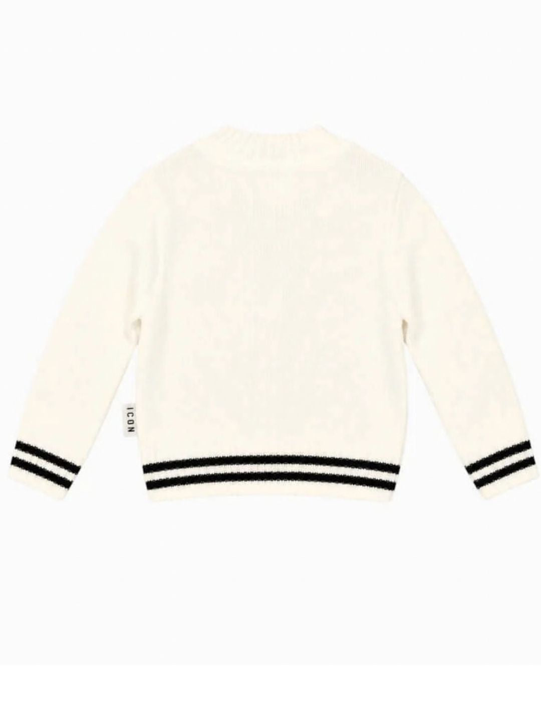 Maglione da bambino con logo e righe sul fondo a contrasto colore INBSM001516