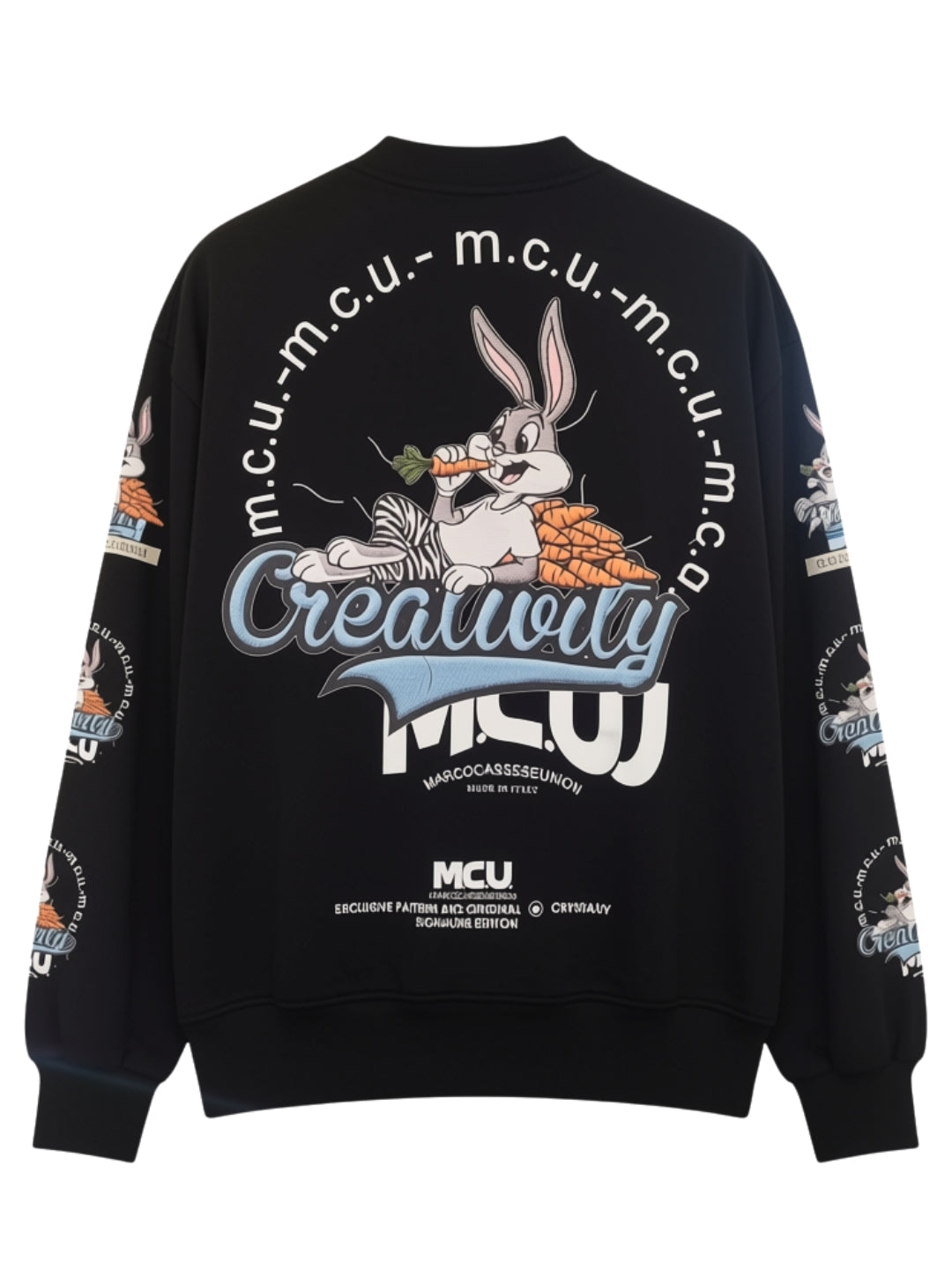 Felpa girocollo da uomo e donna con maxi stampa bugs bunny sul retro MCU706F