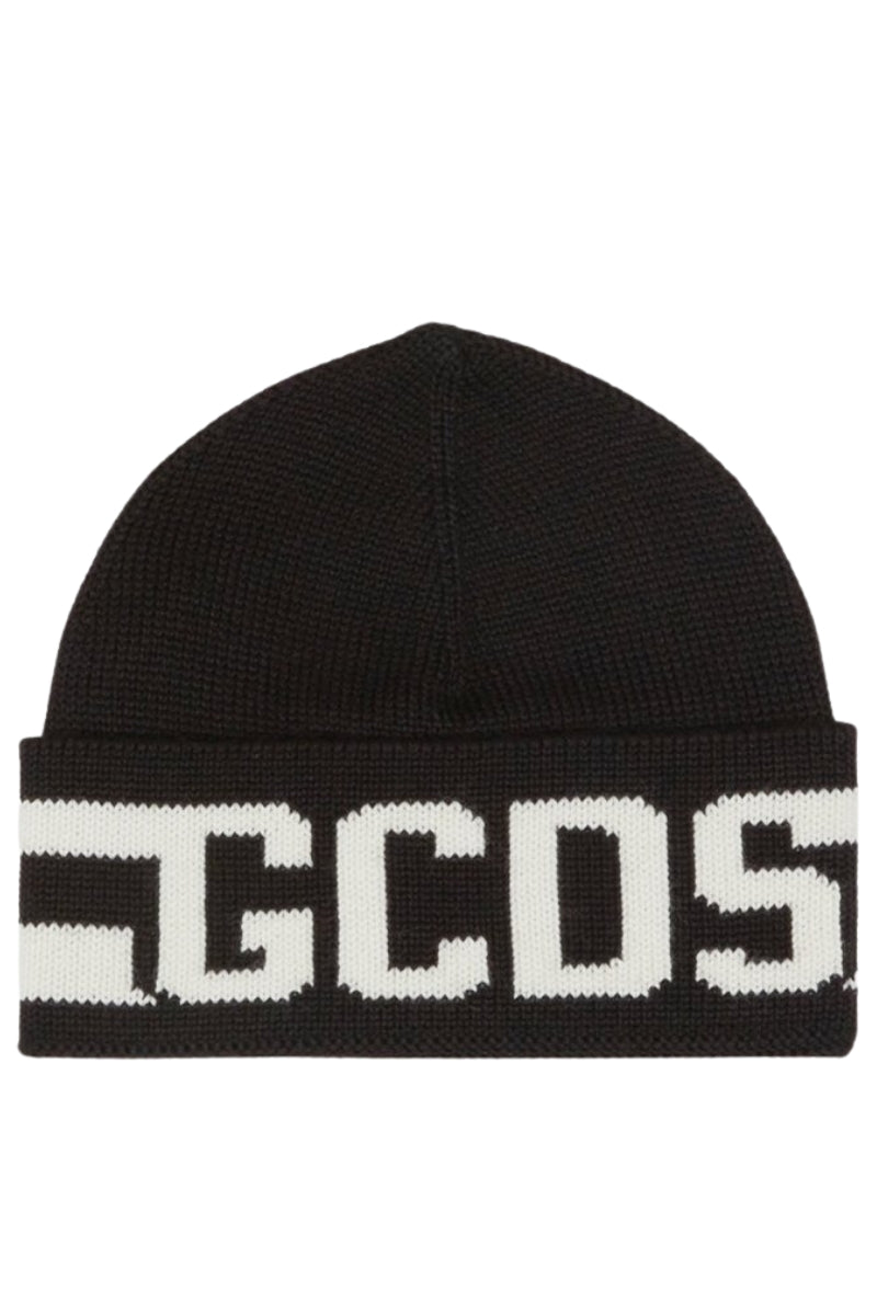 Cappello da ragazzo e ragazza in misto lana con maxi logo lettering B2JU5818AL9