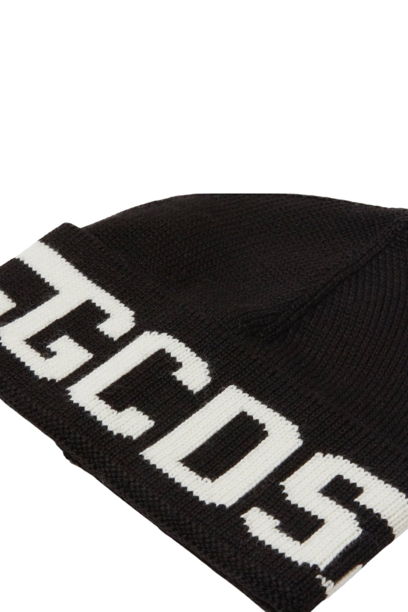 Cappello da ragazzo e ragazza in misto lana con maxi logo lettering B2JU5818AL9