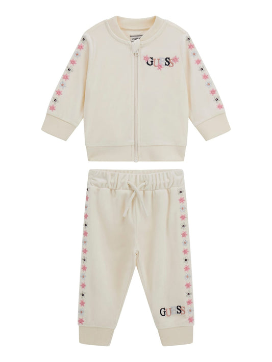 Tuta da neonata due pezzi con fantasia stelle sui bordi A5BG06K0232