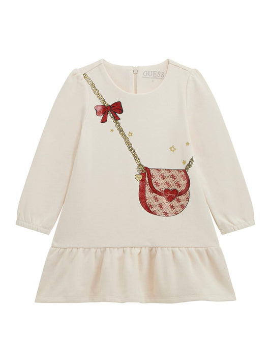 Abito da bambina con stampa borsetta e logo K5BK21KAD74
