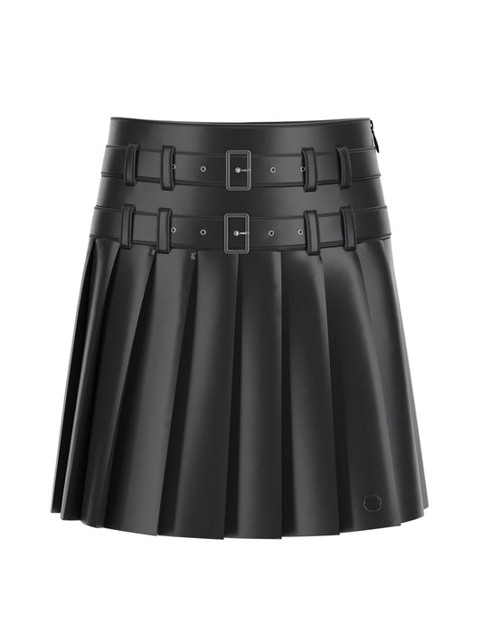 Gonna da ragazza in similpelle con plissΓ© J5YD04WFV60