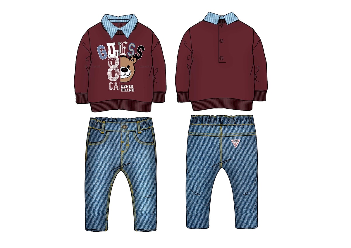 Completo due pezzi da bambino con orsacchiotto e logo stilizzato N5YG13KAX74