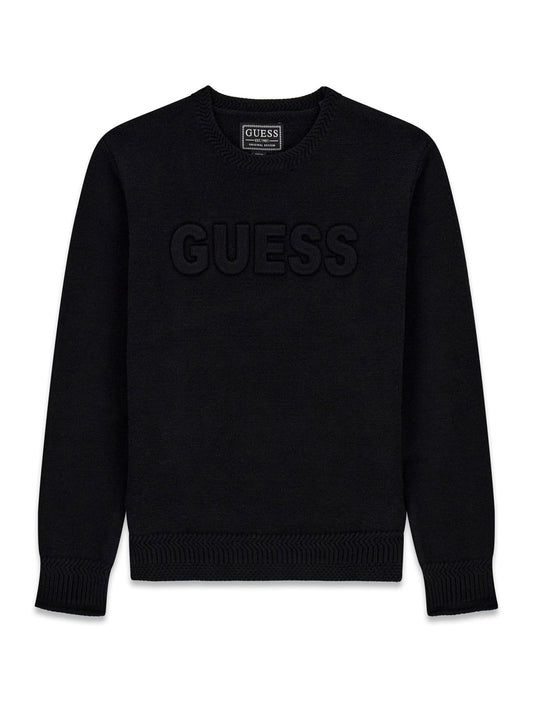 Maglione da ragazzo in misto viscosa con logo lettering in rilievo L5BR20Z2ZK2