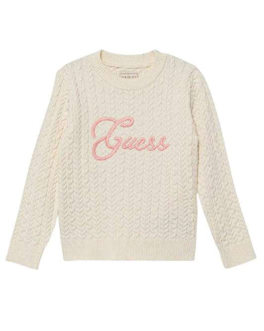 Maglione da bambina in misto viscosa con lavorazione a trecce K5YR04Z3OI0