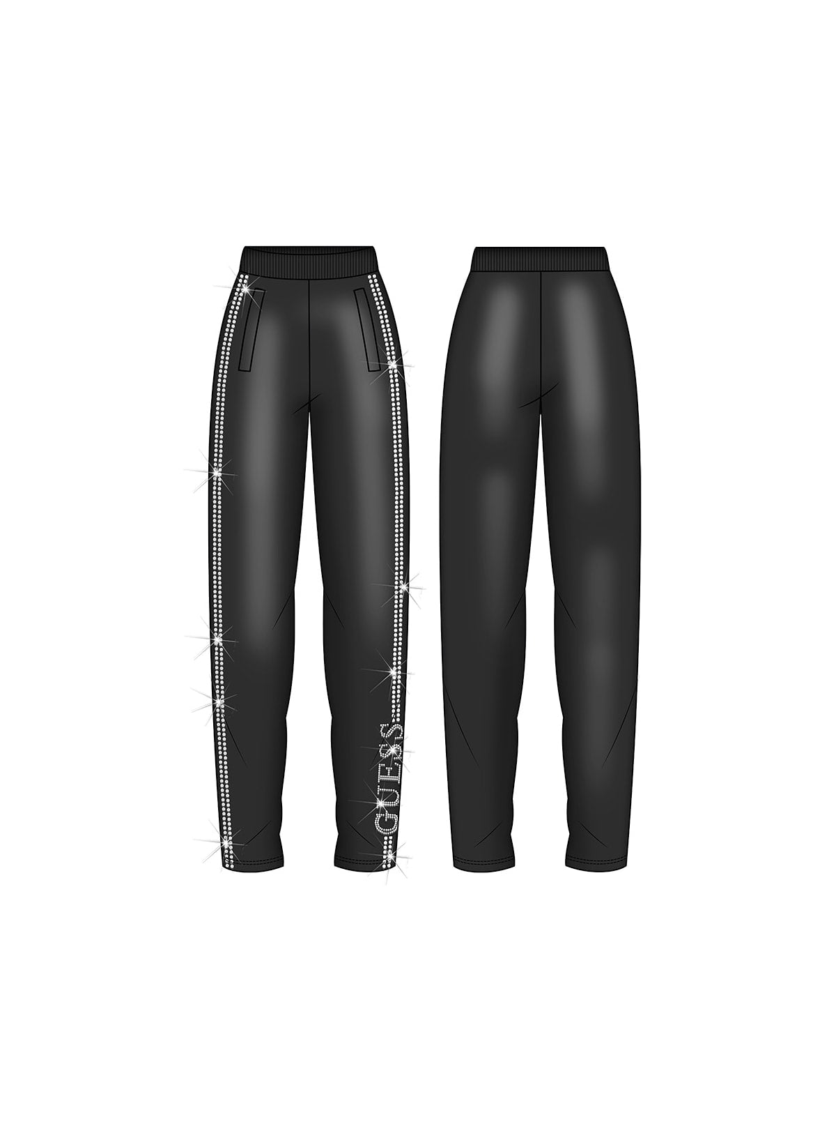 Pantaloni tuta da ragazza in puro cotone con logo lettering e strass laterale J5YQ12KA6R4