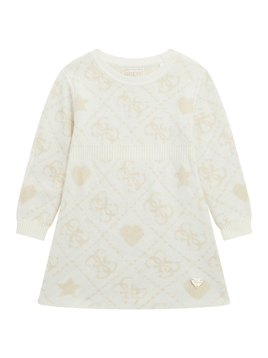 Abito da bambina in misto lana con logo 4G all over K5BK02Z39N0