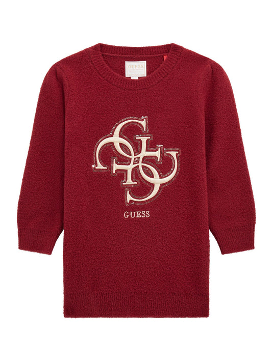 Abito da bambina in maglia di misto viscosa con maxi logo 4G frontale K5BK06Z3220
