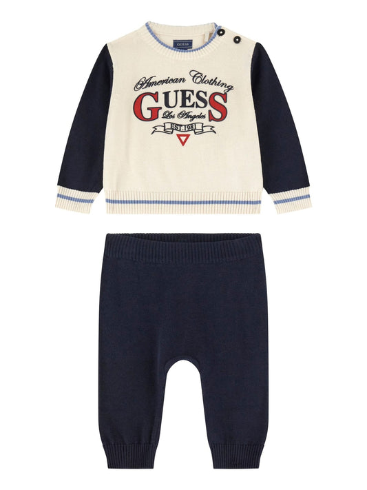 Completo due pezzi da neonato in puro cotone tricot maglia e jogger I5YG12Z3KZ1