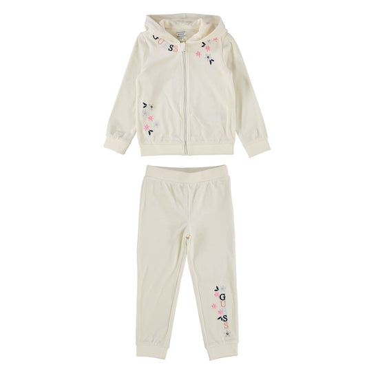Tuta da bambina due pezzi con logo e fantasia floreale K5BG03K0232