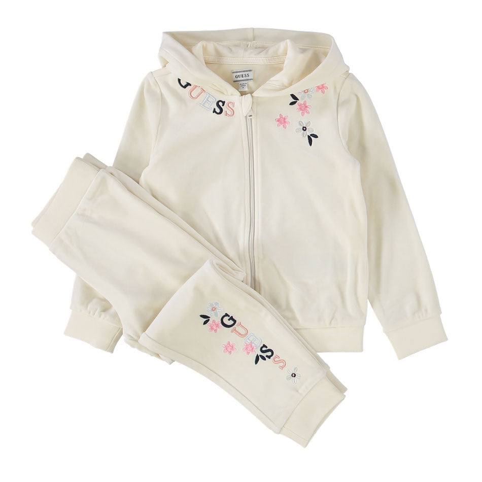 Tuta da bambina due pezzi con logo e fantasia floreale K5BG03K0232