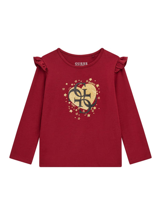 Maglia girocollo da bambina con balze sulle maniche K5BI02J1314
