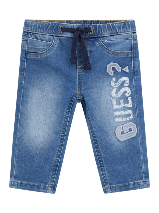 Jeans da neonato lavaggio chiaro con logo lettering frontale I5YA00D4CA0