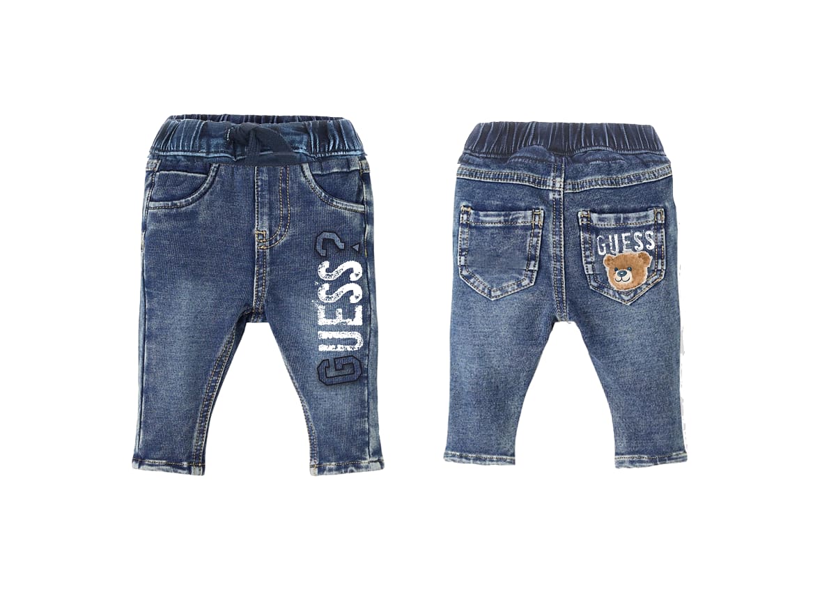 Jeans da neonato lavaggio chiaro con logo lettering frontale I5YA00D4CA0