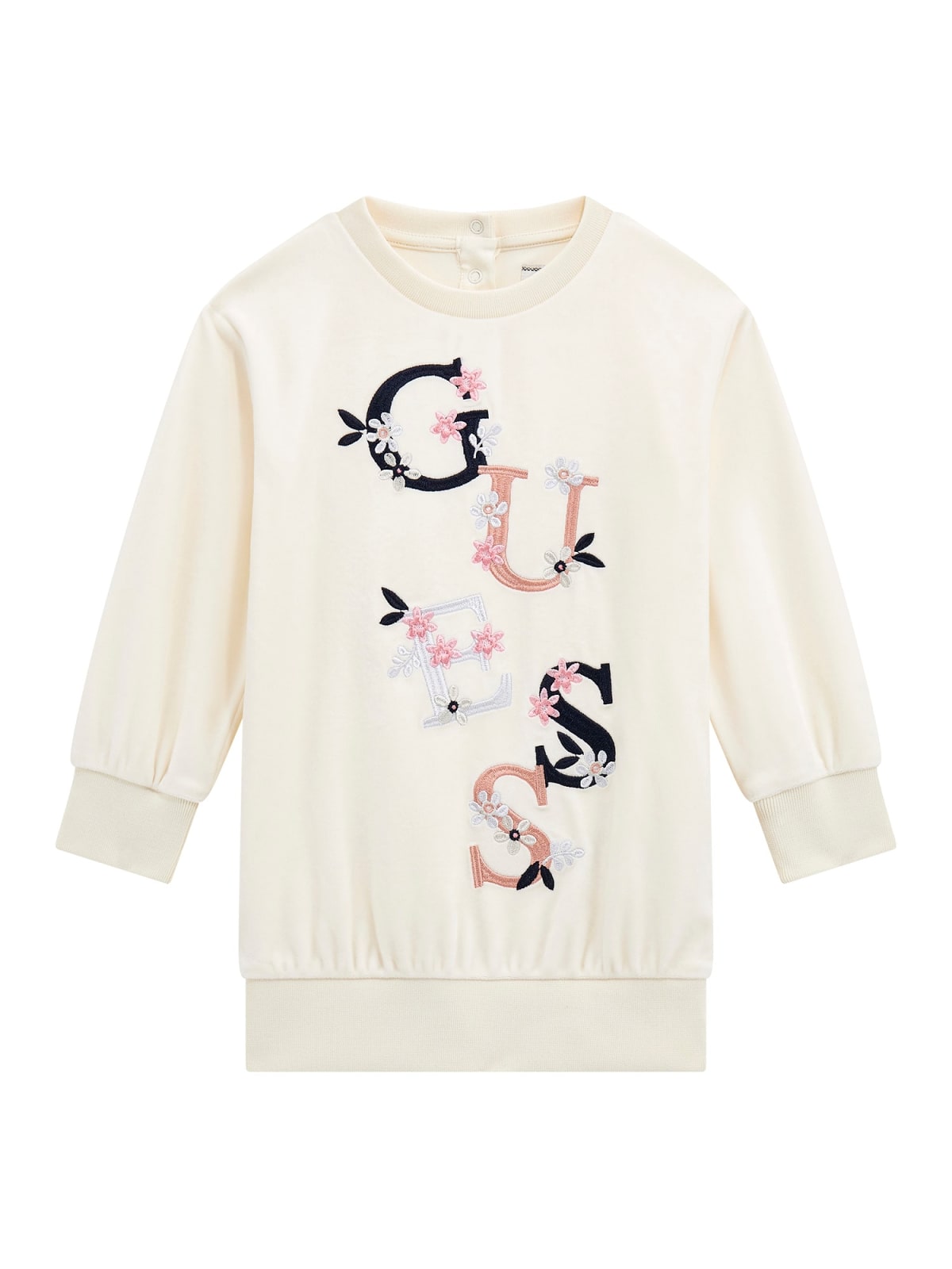 Abito da bambina con maxi logo lettering e decorazioni floreali K5BK14K0232