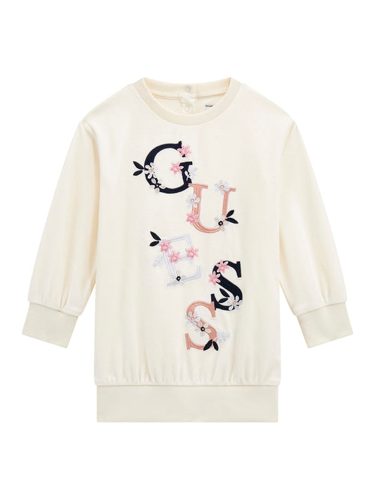 Abito da bambina con maxi logo lettering e decorazioni floreali K5BK14K0232