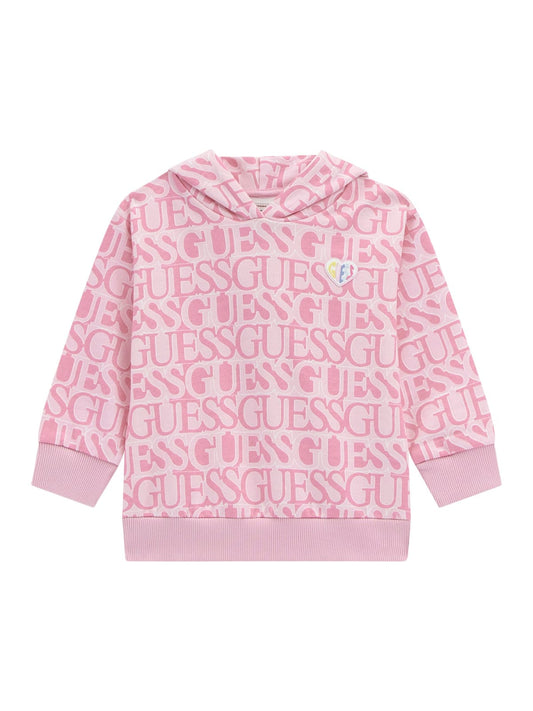 Felpa da bambina con cappuccio e logo lettering all over K5YQ03KAD74