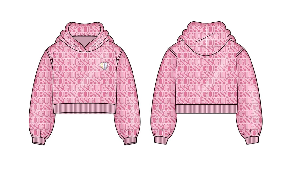 Felpa da bambina con cappuccio e logo lettering all over K5YQ03KAD74