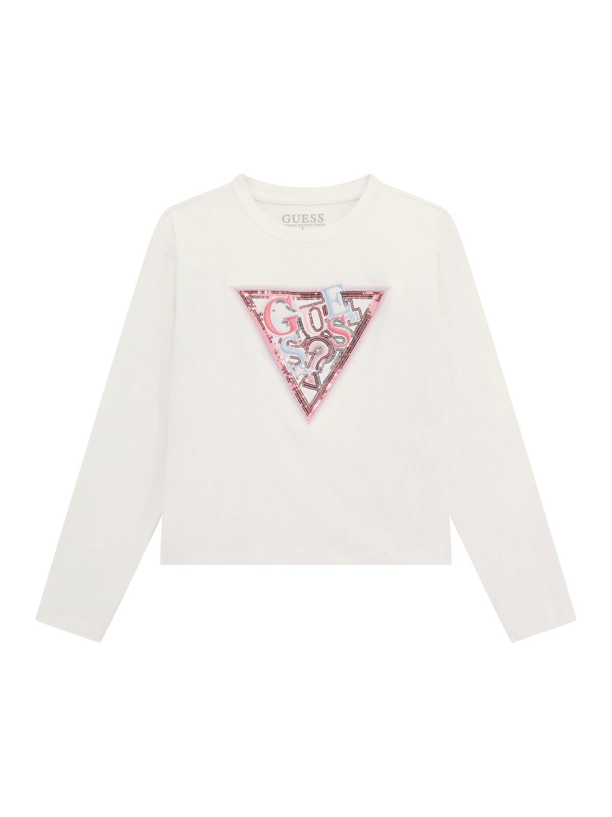 Maglia da ragazza con maxi triangolo logato stilizzato con paillettes J5YI15K6YW4