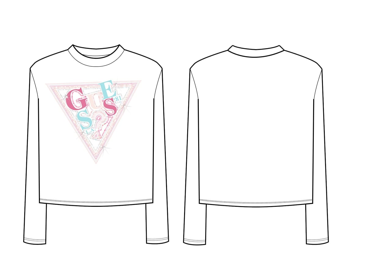 Maglia da ragazza con maxi triangolo logato stilizzato con paillettes J5YI15K6YW4
