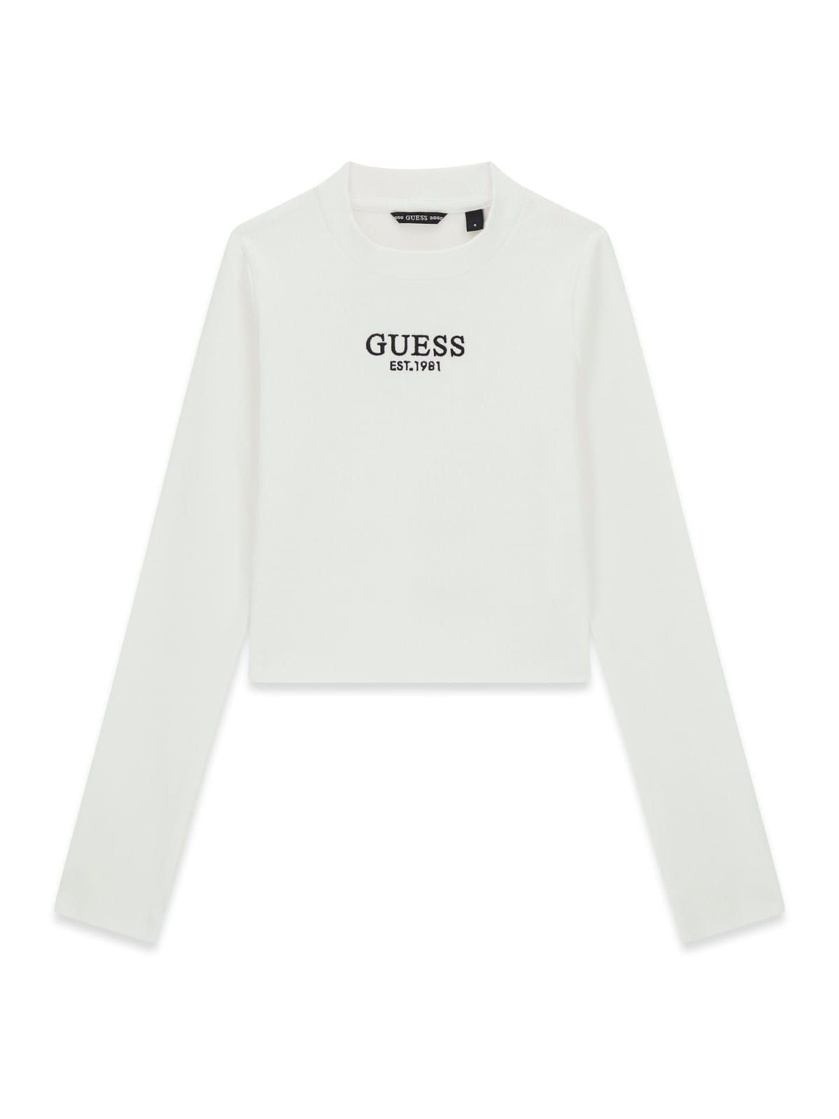 Maglia da ragazza in cotone stretch a costine con logo frontale J4YI49KBZP4