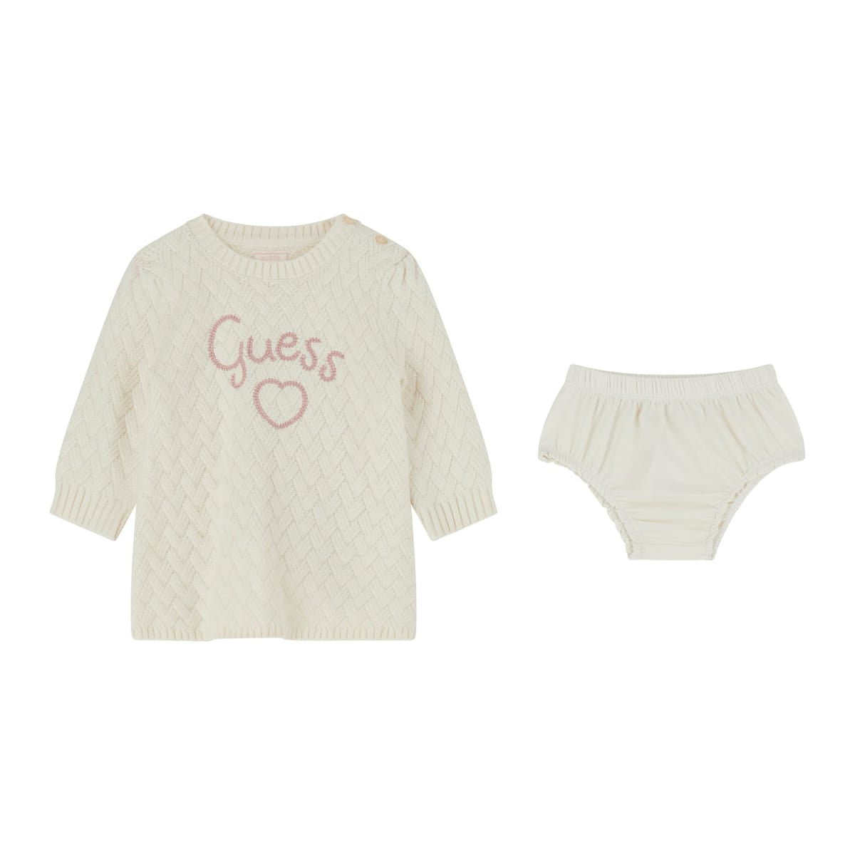 Abito da neonata con logo lettering e cuore ricamato sul davanti A5BK10Z0850