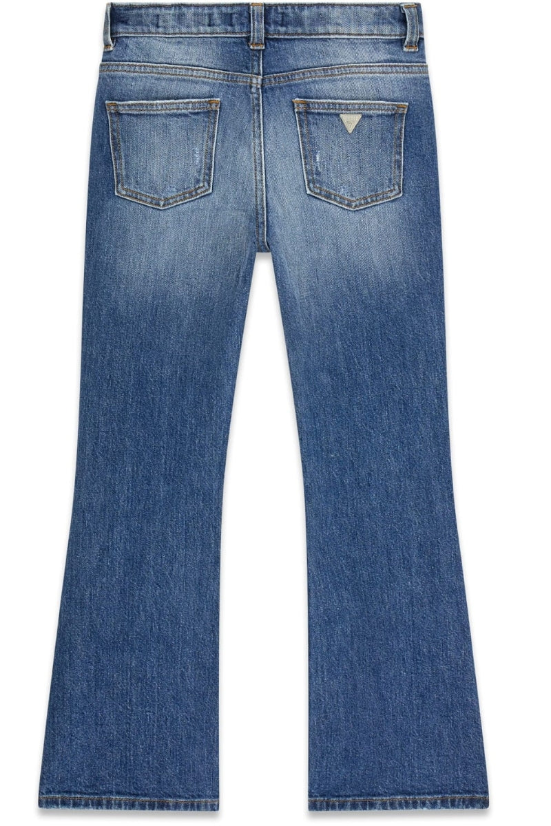 Jeans da ragazza modello a zampa con strappi frontali J6RA09D5FM0