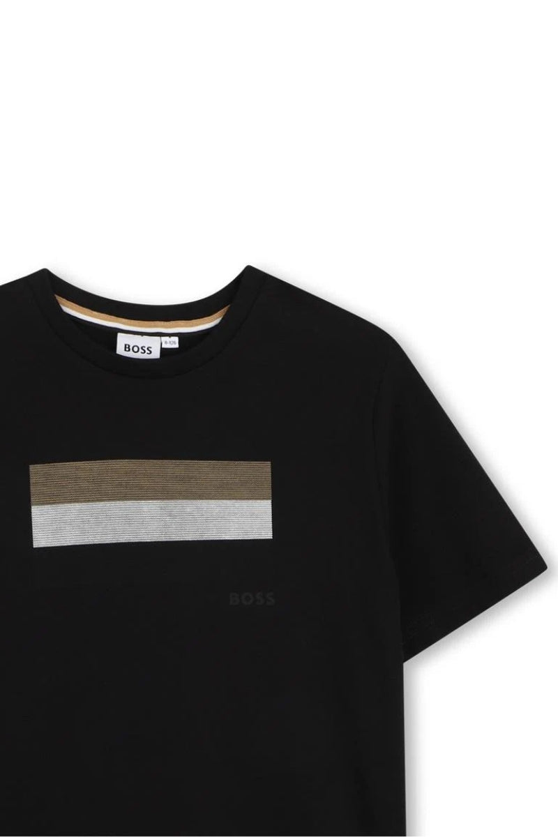 T-shirt da ragazzo in cotone con stampa block a contrasto colore J52979/09B