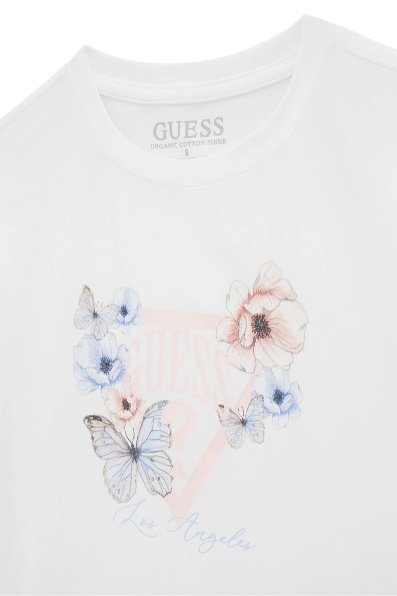 T-shirt da ragazza con maxi triangolo loggato a fantasia J6RI32K6YW4