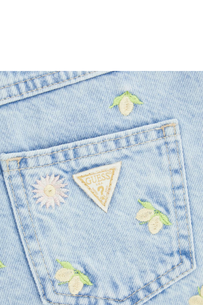 Shorts da ragazza in denim con ricami all over J6GD35D45E0