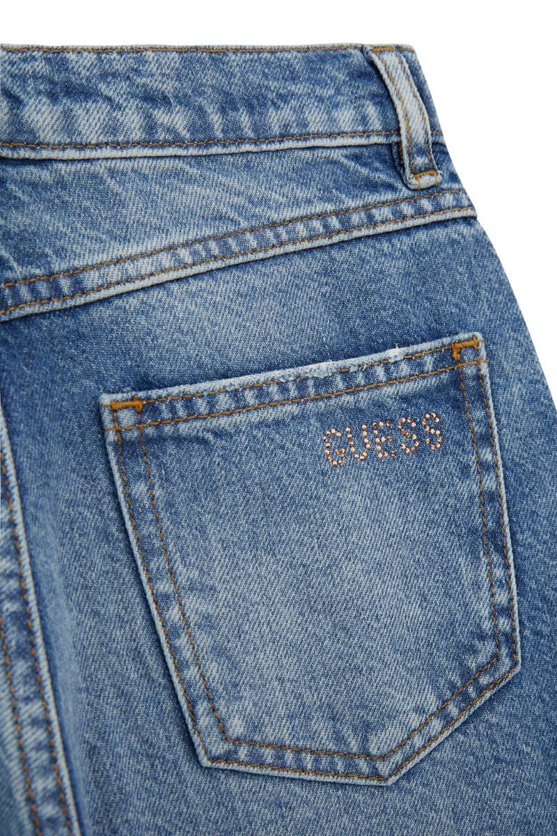 Jeans da ragazza modello palazzo a cinque tasche con abrasioni sul davanti J5RA00D45E0